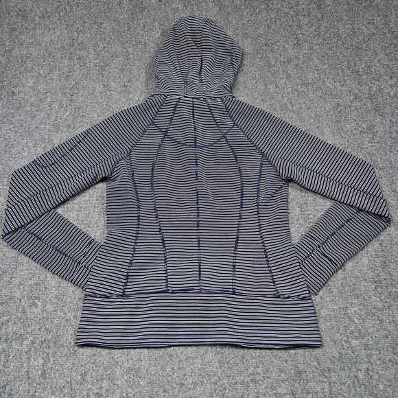Athleta Full Zip Hoodie Size Medium Striped Fleece Lined Jacket Pockets Active - Picture 2 of 7